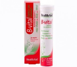 Health Aid B-VITAL Σύμπλεγμα Βιταμινών Β, C & Μετάλλων, με γεύση βερύκοκο, 20 eff. tabs