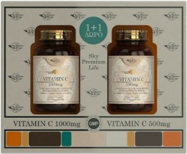 Sky Premium Life Vitamin C 1000 mg 60 δισκία παρατεταμένης αποδέσμευσης + Δώρο Vitamin C 500 mg 60 δισκία παρατεταμένης αποδέσμευσης