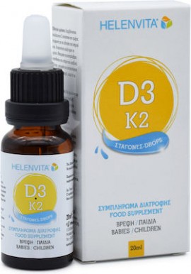 Helenvita Vitamin D3 & K2 Drops - Συμπλήρωμα Διατροφής για Βρέφη & Παιδιά σε Σταγόνες , 20ml