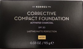 KORRES Corrective Compact Foundation Activated Charcoal Διορθωτικό Compact Make-up για Ομοιόμορφη & Ματ Επιδερμίδα με Ενεργό Άνθρακα με SPF20 ACCF1 9.5gr