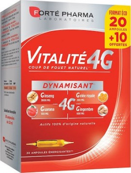 Συμπλήρωμα για Καταπολέμηση της Κόπωσης Vitalite 4G +50% Δώρο Forte Pharma 20+10x10 ml