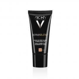 Vichy Dermablend Fluid Corrective Foundation Διορθωτικό make-up N45 30ml. Διορθωτικό make-up υψηλής κάλυψης με λεπτόρρευστη υφή, κατάλληλο για επιδερμίδες με ατέλειες, απόχρωση 45-Gold.