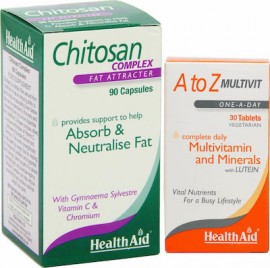 Health Aid Chitosan Complex Συμπλήρωμα Διατροφής για Απώλεια Βάρους 90Caps & ΔΩΡΟ A To Z Multivit για Αντιοξειδωτική Δράση 30Tab