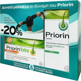 Priorin Extra Promo, 60caps & Δώρο Priorin Σαμπουάν Θρέψης με Φυτικά Εκχυλίσματα & Βιταμίνες για Λιπαρά Μαλλιά, 200ml, 1σετ