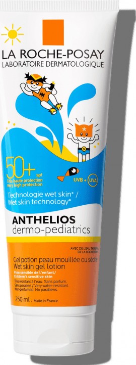LA ROCHE POSAY Anthelios Dermo-Pediatrics Wet Skin Gel Lotion Παιδική Αντηλιακή Λοσιόν Τζελ Προσώπου & Σώματος με SPF50+ Χωρίς Άρωμα για Ευαίσθητο Δέρμα 250ml