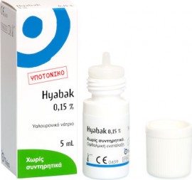 Thea Pharma Hellas Hyabak 0.15% Οφθαλμικές Σταγόνες με Υαλουρονικό Οξύ για Ξηροφθαλμία 5ml