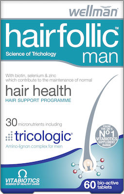 Vitabiotics Vitabiotics WellMan Hairfollic Man Tricologic, 60 Ταμπλέτες