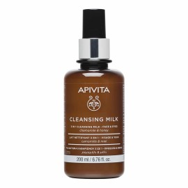 Apivita Cleansing Milk 3 in 1 Καθαριστικό Γαλάκτωμα Προσώπου-Ματιών 200ml.