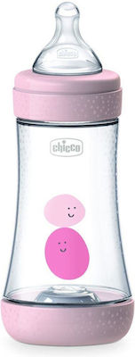 Chicco Πλαστικό Μπιμπερό Perfect 5 Κατά των Κολικών με Θηλή Σιλικόνης 240ml για 2+ μηνών Ροζ