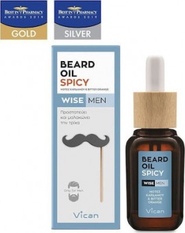 Vican Wise Men Beard Oil Spicy - Λαδάκι Που Δίνει Λάμψη Για Τη Γενειάδα του άνδρα, 30ml