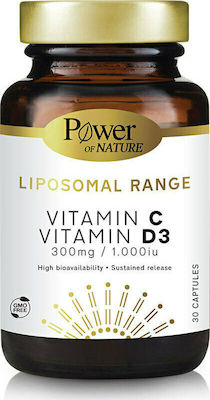Power Health Liposomal Range Vitamin C 300mg + Vitamin D3 1000iu Συμπλήρωμα Διατροφής για την Ενίσχυση του Ανοσοποιητικού Συστήματος, 30s caps