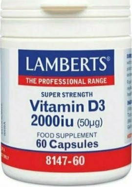 Lamberts Vitamin D3 2000iu (50μg) για την υγεία Οστών Δοντιών Ανοσοποιητικού, 60caps