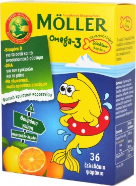 Mollers Omega 3 για Παιδιά 36 ζελεδάκια Πορτοκάλι Λεμόνι