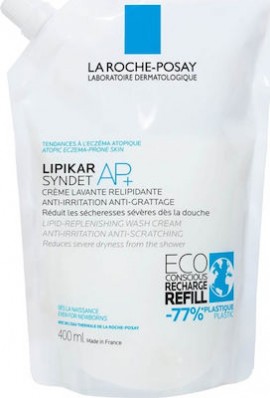 La Roche-Posay Lipikar Syndet AP+ Lipid Replenishing Wash Cream Refill 400ml Ανταλλακτικό, Κρεμώδες Αφρόλουτρο για το Ξηρό Δέρμα με Τάση Ατοπίας, Κατάλληλο για Βρέφη, Παιδιά & Ενήλικες