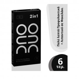 Duo 2 in1 3 Ultra Thin Condoms & 3 Natural Lubricants 6 Τμχ. Προσφέρουν μεγλύτερη ευχαρίστηση λόγω του ότι είναι εξαιρετικά λεπτά σε συνδιασμό με το το gel για εξτρα λίπανση.