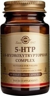 Solgar 5-HTP (5-hydroxytryptophan) Complex 100mg Συμπλήρωμα Διατροφής με 5-Υδροξυ-Τρυπτοφανη, Ιδανικό για Έλεγχο της Όρεξης, τη Σταθερότητα της Διάθεσης & του Ύπνου, 30veg.caps