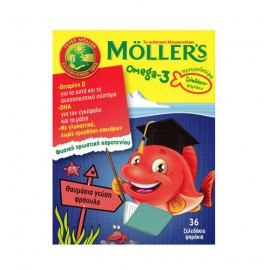 Mollers Omega-3 Kids Ζελεδάκια με Ω3 Λιπαρά Οξέα για Παιδιά με γεύση φράουλα 36gummies