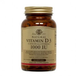 Solgar Vitamin D3 1000IU Συμπλήρωμα Διατροφής Με Βιταμίνη D3 Για Ομαλή Απορρόφηση Του Φωσφόρου & Του Ασβεστίου 100 Μαλακές Κάψουλες
