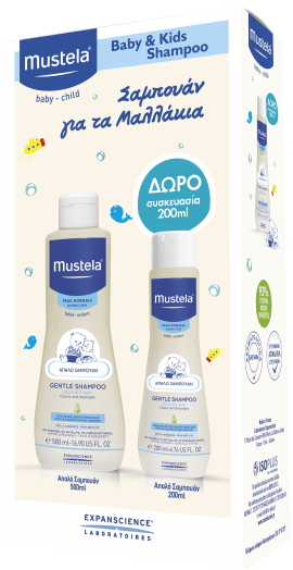 Mustela Promo Pack Gentle Shampoo-Normal Skin Σαμπουάν Για Βρέφη και Παιδιά 500ml & Δώρο Σαμπουάν Για Βρέφη και Παιδιά 200ml