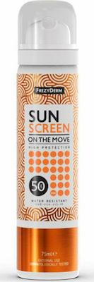 Frezyderm Sun Screen On The Move SPF50 Αντηλιακό spray για το πρόσωπο και τα μαλλιά 75ml