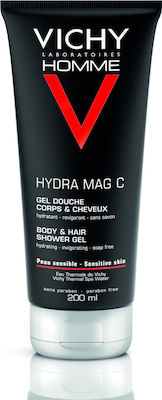 Vichy Homme Gel Douche Mag C Gel-Douche 200ml - Ανδρικό Τονωτικό Gel Ντους Για Μαλλιά & Σώμα.
