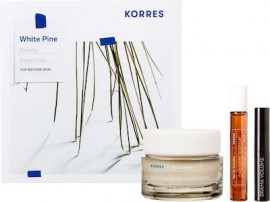 Korres White Pine Σετ Περιποίησης με Κρέμα Προσώπου για Κανονικές/Μικτές Επιδερμίδες , Ιδανικό για 50+, Eau De Toilette Cashmere 10ml & Drama Volume Mascara 4ml.
