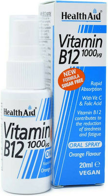 Health Aid Vitamin B12 1000μg Oral Spray Για Εύκολη Λήψη Και Γρήγορη Απορρόφηση Με Γεύση Πορτοκάλι 20ml