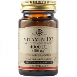 Solgar Vitamin D3 4000IU (100mg) Συμπλήρωμα Διατροφής Με Βιταμίνη D3 Για Την Ενίσχυση Του Ανοσποποιητικού & Καλύτερη Απορρόφηση Του Ασβεστίου 60 Φυτικές Κάψουλες