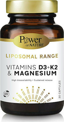 Power Health Liposomal Range Vitamins D3+K2 & Magnesium Συμπλήρωμα Διατροφής για την Υγεία των Οστών, των Μυών & την Καλή Απορρόφηση του Ασβεστίου & του Φωσφόρου, 30s caps